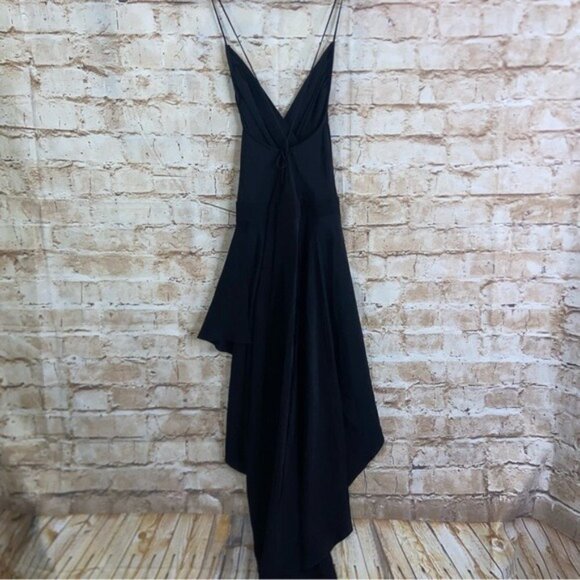 Amanda Uprichard Kiana Black Dress 100% Silk High Low Dress Size Small - Picture 4 of 7